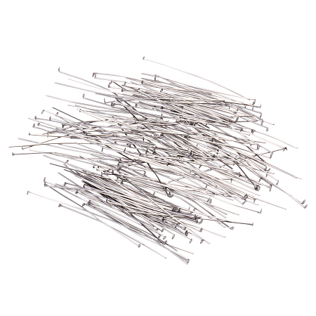 PandaHall Elite 2 Inch Length 50mm 304 Stainless Steel Flat Head Wire Headpins Jewelry Finding Craft Headpins, about 168pcs/20g