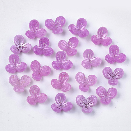 Cellulose Acetate(Resin) Bead Caps, 3-Petal, Flower, Orchid, 12x13x5.5~6mm, Hole: 1.2mm