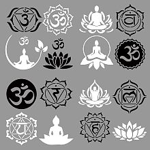 GORGECRAFT 4 Sheets Chakra Car Decal Om Aum Decal Lotus Yoga Sticker Namaste Decal Self Adhesive Reflective Sticker Wall Decals Automotive Exterior Decoration for SUV Truck Motorcycle, Silver&Black