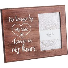 FINGERINSPIRE 10x8inches/25X20cm Pet Memorial Picture Frame Natural Wood Photo Frame Rectangle Frame with no Longer by My Side, Forever in My Heart Words