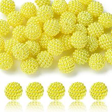 Honeyhandy Imitation Pearl Acrylic Beads, Berry Beads, Combined Beads, Round, Yellow, 12mm, Hole: 1.5mm