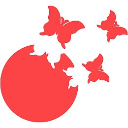 CREATCABIN 1 Set Large 3D Butterflies Wall Decor Butterfly Mirror Stickers Removable Mirrors Decals DIY Animal Murals Sticker with 30Pcs Double-Sided Tapes for Home Bedroom Decors, Orange Red