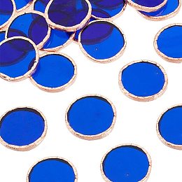 OLYCRAFT 30pcs Glass Mosaic Tiles 1 Inch Mosaic Glass Pieces with Rose Gold Brass Edge Crystal Mosaic Tile Hangings Ornament Tile for DIY Mosaic Art Crafts Home Decoration - Marine Blue