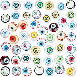 PandaHall Elite 25mm Eyes Glass Cabochons, 50pcs Cat Eye Tiles Scary Eyes Human Pupil Eyes Half Round Gems Glass Cabochons for Sculptures Props Photo Dome Pendant Trays Halloween