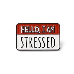 Honeyhandy Rectangle with Quote Hello I'm Stressed Enamel Pin, Electrophoresis Black Zinc Alloy Brooch for Backpack Clothes, Dark Red, 21x30x1.5mm