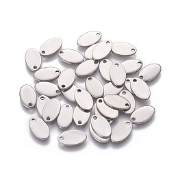 Honeyhandy 304 Stainless Steel Charms, Stamping Blank Tag, Oval, Stainless Steel Color, 12.5x7.5x1mm, Hole: 1.5mm