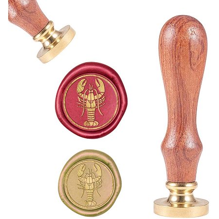CRASPIRE Wax Seal Stamp, Vintage Wax Sealing Stamps Labster Retro Wood Stamp Removable Brass Head 25mm for Wedding Envelopes Invitations Embellishment Bottle Decoration Gift Packing