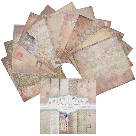 GORGECRAFT 24 Sheets Scrapbook Decorative Paper Vintage Old Looking Cardstock Paper Pad Single-Sided Background Card for Photography Scrapbooking Journal