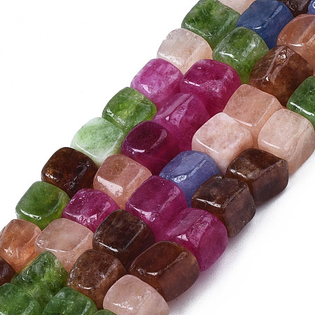 ARRICRAFT Natural Quartz Beads Strands, Dyed, Cube, Mixed Color, 6.5~10.5x6.5~8x6~8mm, Hole: 1mm, about 50~51pcs/srand, 14.88 inch~15.04 inch(37.8cm~38.2cm)