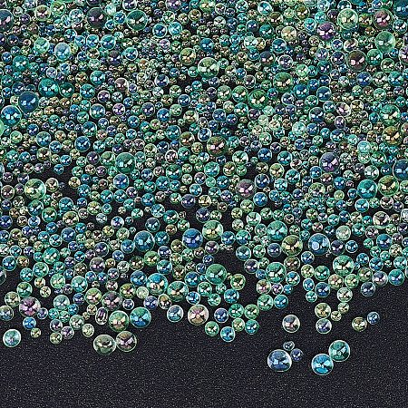 OLYCRAFT 225g Glass Bubble Beads Nail Glass Beads Dark Sea Green Resin Inclusion fillers Micro Caviar Beads Water Droplets Bubble Beads for Resin Crafting and Nail Arts Design 0.4~3mm