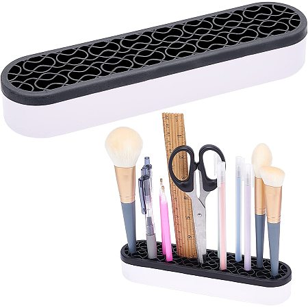GORGECRAFT Multipurpose Sew Desktop Organizers Silicone Make Up Brush Holder Cosmetic Storage Box Craft Tool Supplies Stash and Store for Pen Pencils Brushes Tools(Black)
