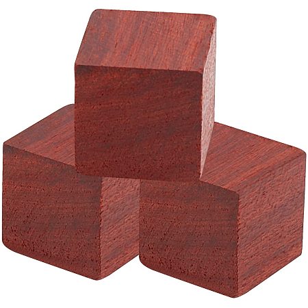 GORGECRAFT 3PCS Natural Wood Ring Blanks Stabilized Unfinished Ring Materials Wooden Cubes Timber Tones for Rings Jewelry Making Crafts 1.2x1.2x1.2 Inch (Bloodwood)