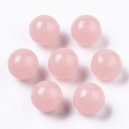 Honeyhandy Luminous Acrylic Beads, Glow in the Dark, Round, Misty Rose, 8mm, Hole: 1.8mm