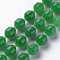 Arricraft Natural Dolomite Beads Strands, Dyed, Faceted, with Seed Beads, Double Terminated Point Prism Beads, Bicone, Green, 11~12x10~11.5mm, Hole: 1.5mm, about 27~28pcs/strand, 14.57 inch~15.16 inch(37cm~38.5cm)