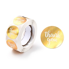 Honeyhandy Thank you Stickers Roll, Self-Adhesive Paper Gift Tag Stickers, for Party, Decorative Presents, Flat Round , Saddle Brown, 25x0.1mm, about 500pcs/roll