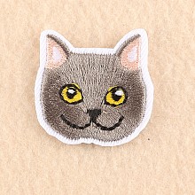 Honeyhandy Computerized Embroidery Cloth Iron on/Sew on Patches, Costume Accessories, Appliques, Cat, Dark Gray, 3.5x3.7cm