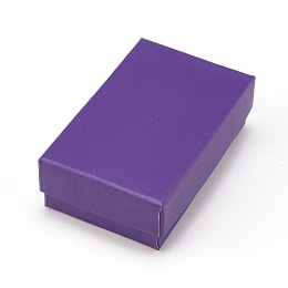 Honeyhandy Cardboard Jewelry Pendant/Earring Boxes, 2 Slots, with Black Sponge, for Jewelry Gift Packaging, Purple, 8.4x5.1x2.5cm