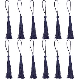 SUNNYCLUE 100Pcs Bookmark Tassels Silky Handmade Soft Craft Graduation Tassels with Loops for Jewelry Making Grad Tassels Graduation Cap Trim Polyester Tassels Hat Decoration Tassel Prussian Blue