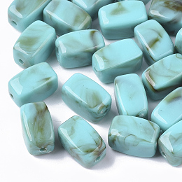 Arricraft Acrylic Beads, Imitation Gemstone Style, Cuboid, Light Sea Green, 13x7.5x7.5mm, Hole: 1.6mm.