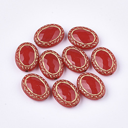 Honeyhandy Plating Acrylic Beads, Metal Enlaced, Oval, Red, 17.5x13.5x6mm, Hole: 1.6mm