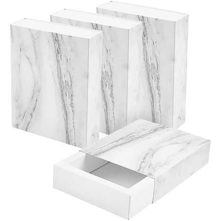 BENECREAT 16 Pack Marble White Kraft Paper Drawer Box 5.3x4.2x1.2 Inch Rectangle Gift Wrapping Boxes Soap Jewelry Candy Packaging Box for Wedding Birthday Party Favors
