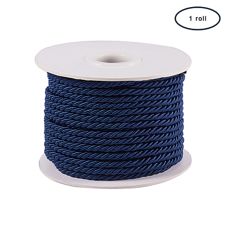 PandaHall Elite 3mm/ 21 Yards Twisted Cord Rope Nylon Twisted Cord Trim Thread String (20m, Marine Blue)