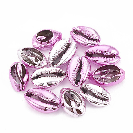 Electroplated Sea Shell Beads, Undrilled/No Hole Beads, Cowrie Shells, Violet, 17~21x11~14x6~8mm