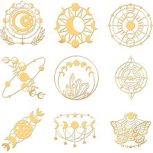 OLYCRAFT 9Pcs Moon Theme Self Adhesive Golden Stickers Metal Stickers Golden Epoxy Stickers for Scrapbooks DIY Resin Crafts Phone & Water Bottle Decoration 1.6x1.6 inch