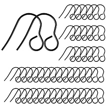 Honeyhandy 100Pcs 316 Stainless Steel Hypoallergenic French Earring Hooks, Flat Earring Hooks, Ear Wire, with Horizontal Loop, Electrophoresis Black, 18mm, Hole: 4.6mm, 20 Gauge, Pin: 0.8mm