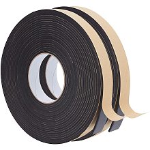 BENECREAT 2 Rolls 65FT Self Adhesive Foam Strip Black Single Sided Weather Stripping Foam Seal Tape for Window Door Insulation (0.98" Wide, 0.12" Thick)