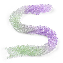 Transparent Glass Beads Strands, Segmented Multi-color Beads, Faceted, Round, Lilac, 4~4.5mm, Hole: 1mm, about 90~95pcs/strand, 13.98 inch(35.5cm)