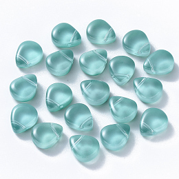 Arricraft Baking Painted Glass Beads, Top Drilled Beads, Imitation Jade, Teardrop, Light Sea Green, 12.5x10.5x5.5mm, Hole: 0.9mm