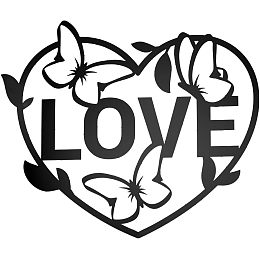 CREATCABIN Love Heart 3D Acrylic Mirror Wall Sticker Butterfly Mirrors Wall Decor Letter Wall Art Decals DIY Mural Removable for Home Wall Cabinet Living Room Bedroom Decorations Black 11.81x9.84Inch