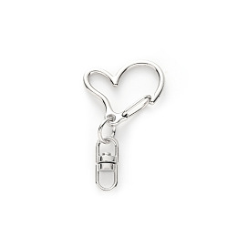 Honeyhandy Heart Alloy Swivel Clasps, Lanyard Push Gate Snap Clasps, Platinum, 4.3cm