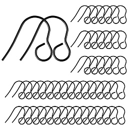 Honeyhandy 100Pcs 316 Stainless Steel Hypoallergenic French Earring Hooks, Flat Earring Hooks, Ear Wire, with Horizontal Loop, Electrophoresis Black, 18mm, Hole: 4.6mm, 20 Gauge, Pin: 0.8mm