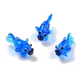 Honeyhandy Handmade Lampwork Beads, Goldfish, Blue, 28x15.5x16mm, Hole: 1.7mm