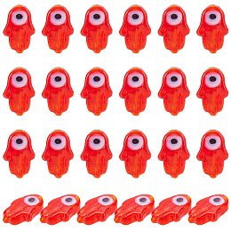 NBEADS about 28 Pcs Hamsa Hand Evil Eye Beads, Hand of Fatima Beads Handmade Lampwork Glass Evil Eye Beads Flat Evil Eye Beads Spacer for Jewelry Making, Red