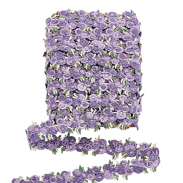 PandaHall Elite 5Yards Flower Polyester Trim Ribbon, for Curtain Lace Trimmings, Purple, 3/4 inch(20mm)