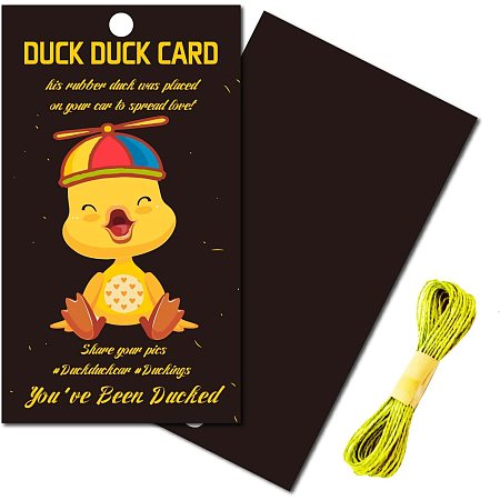 CREATCABIN 50Pcs You've Been Ducked Cards Duck Tags Card Ducking Game DIY Jeep Duck Card with Hole and Twine for Rubber Ducks Jeeps Car Decor 3.5 x 2 Inch-Duck Duck Card（Black