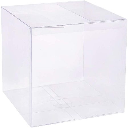 BENECREAT 10PCS Clear Wedding Favour Boxes 6x6x6 Square PVC Transparent Gift Boxes for Candy Chocolate Valentine