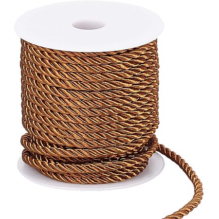 PandaHall Elite Twisted Rope Trim Thread, 5mm Twisted Cord 59 Feet Decorative Rope for DIY, Crafts, School Projects, Home Decors, Curtain Tieback, Honor Cord (Saddle Brown)