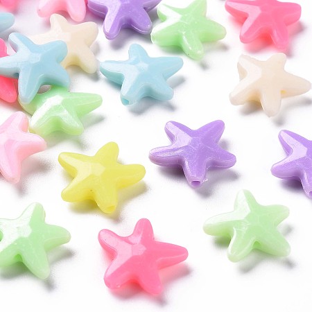 Arricraft Opaque Acrylic Beads, Faceted, Starfish, Mixed Color, 18.5x21x6mm, Hole: 2mm, about 704pcs/500g