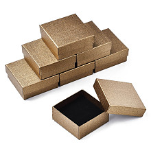 Honeyhandy Cardboard Jewelry Boxes, for Ring, Earring, Necklace, with Sponge Inside, Square with Bowknot, Dark Goldenrod, 7.4x7.4x3.2cm