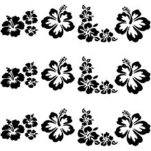 GORGECRAFT Hibiscus Flowers Car Decals Hawaiian Stickers White Vinyl Automotive Exterior Decoration for SUV Truck Motorcycle Doors Walls Laptop