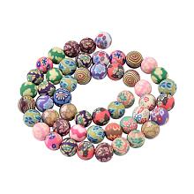 NBEADS 10 Strands of 8mm Handmade Polymer Clay Beads Colorful Round Loose Spacer Beads for Jewellery Making