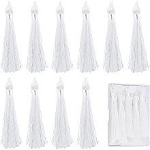 SUNNYCLUE 1 Box 10Pcs Bookmark Tassels Bulk White Handmade Tassel Big Nylon Tassels with Hanging Loop for Jewelry Making DIY Keychain Earring Graduation Clothing Souvenir Gift Tag Craft Projects