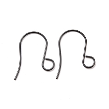 Honeyhandy 100Pcs 316 Stainless Steel French Earring Hooks, Flat Earring Hooks, Ear Wire, with Horizontal Loop, Electrophoresis Black, 26x20mm, Hole: 4.6mm, Pin: 0.8mm