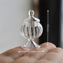 Honeyhandy Miniature Glass Bottle, with Lid, for Dollhouse Accessories Pretending Prop Decorations, Clear, 21x33mm