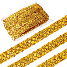 GORGECRAFT 14Yds 0.78" Gold Sequin Trim Lace Ribbon Braid Sequins Beads Glitter Ribbon Sequin Strips 3 Rows Paillette Roll for Sewing Christmas Crafts Embellishments Costume Ornament Accessories