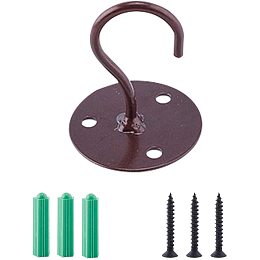 GORGECRAFT Ceiling Hooks Metal Plant Bracket Wall Mount Hanger Bracket with Screws and Anchors for Hanging Lanterns, Bird Feeders, Wind Chimes, Planters and Baskets, Brown